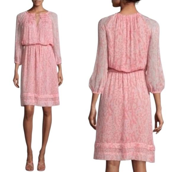 Diane Von Furstenberg Dresses & Skirts - Diane Von Furstenberg Parry Printed 100% Silk Sarasa Coral Short Dress Women’s 6